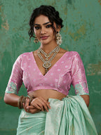 Shree Shyam Fashion Rama Green Linen Cotton Saree | Grocsy