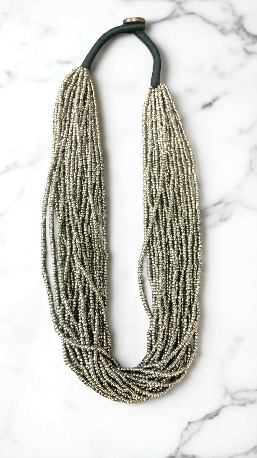 Inhanns Handmade Beaded Multilayer Necklace, 20 Layers - Gray | Grocsy