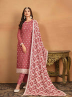 Anaita Brown Embroidered Faux Georgette Salwar Suit | Grocsy