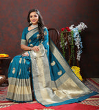 Lorenvalley Fashion Rama Soft Silk Woven Design Gold Zari Weaving Saree | Grocsy