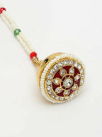 NVR Women's Gold-Polished CZ Stone-Studded Borla Maang Tikka | Grocsy