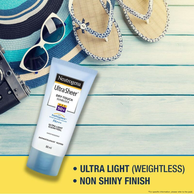 Neutrogena Ultrasheer SPF50+ PA+++ Ultra Light Face Sunscreen For Dry & Oily Skin Home+Travel Combo | Grocsy
