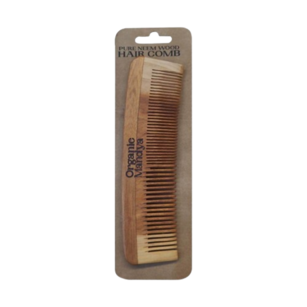 Organic Mandya Pure Neem-Wood Hair Comb Double Tooth | Grocsy