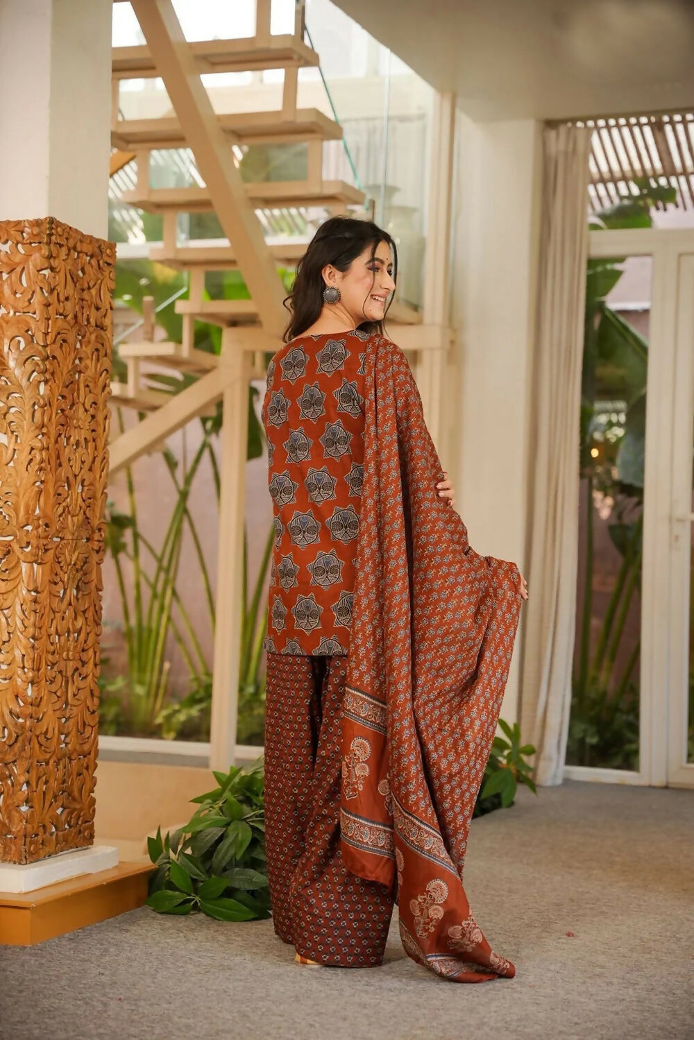 Aayaa Designer Cotton Silk Farshi Salwar Set - Maroon | Grocsy