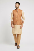 Ethnic India Brown Bundi Men's Jacket Abstract Blended | Grocsy
