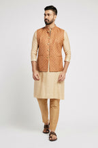 Ethnic India Brown Bundi Men's Jacket Abstract Blended | Grocsy