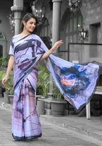 stylish Casual Light Purple Imported georgette Ready to Wear Fancy Saree - Ashwini | Grocsy