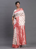 Shree Shyam Fashion Banarasi Silk Red & White Saree | Grocsy