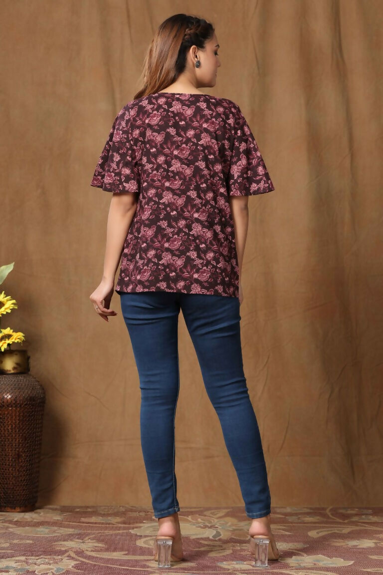 Miravan Women's Cotton Floral Print Straight Kurti | Grocsy