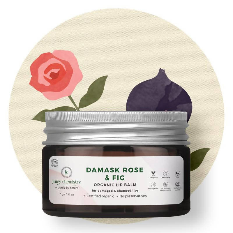 Juicy Chemistry Damask Rose & Fig Lip Balm for Dry & Flaky Lips | Grocsy