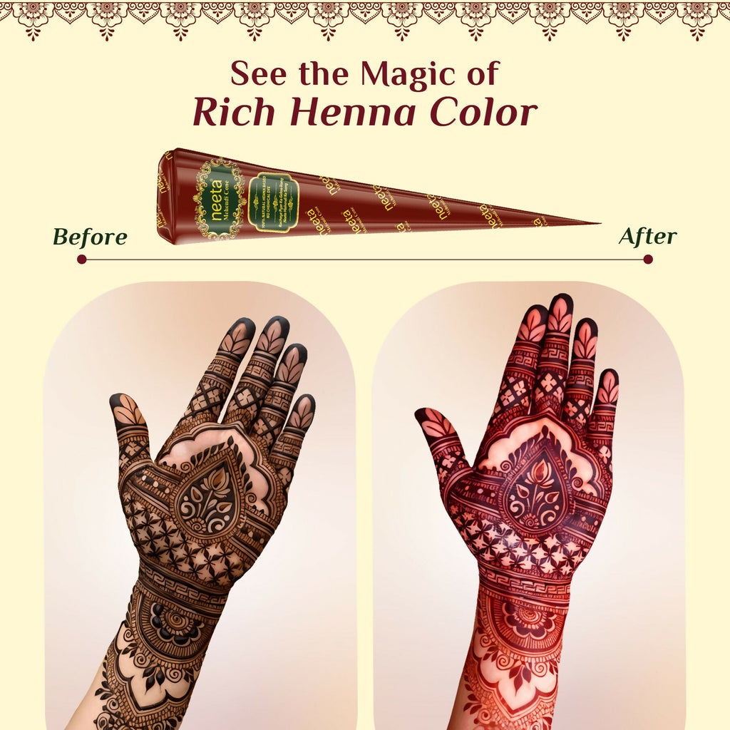 Neeta Mehendi Cone for Hand Design – 4 Henna Cones | Grocsy