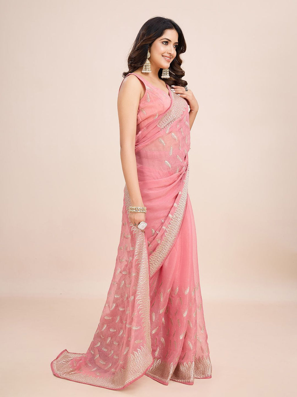 kasee Floral Embroidered Art Silk Ready to Wear Saree | Grocsy