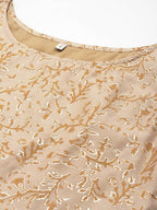 Ahalyaa Women Floral Printed Top with Palazzos - Tan Color | Grocsy