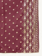 FIORRA Women's Purple Poly Crepe A-Line Kurta Pant With Dupatta | Grocsy