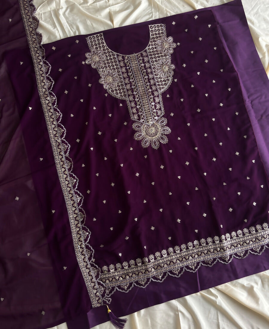 KC New Georgette Short Salwar Kameez Pakistani Style Purple | Grocsy