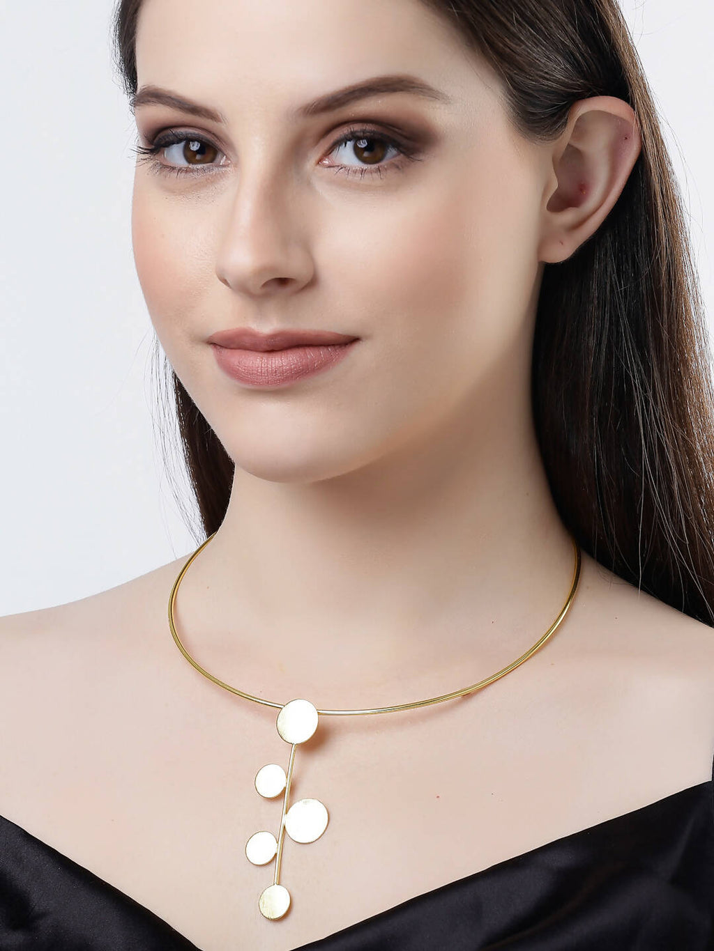 NVR Women Gold-Polished Circular Choker Necklace | Grocsy