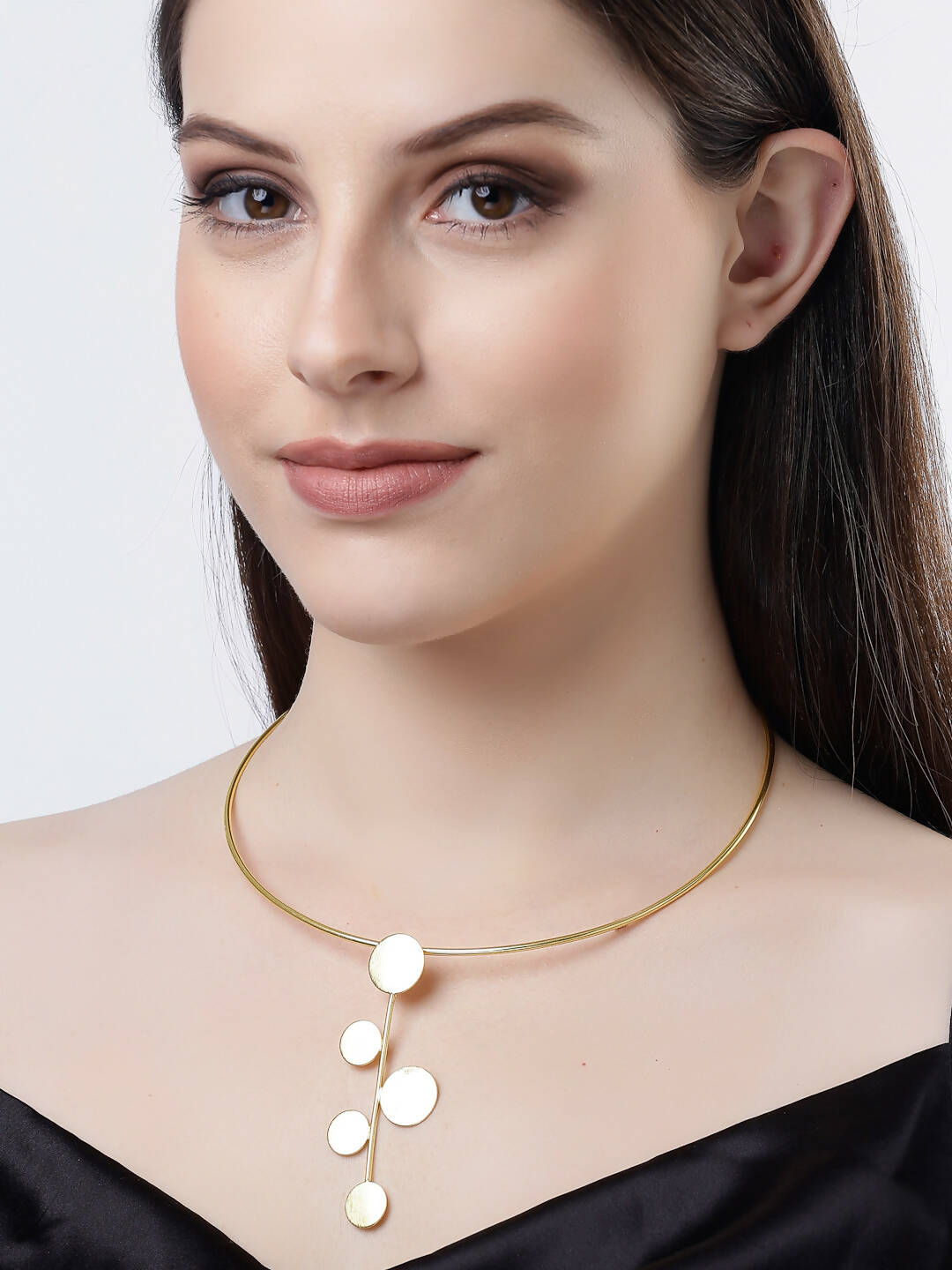 NVR Women Gold-Polished Circular Choker Necklace | Grocsy