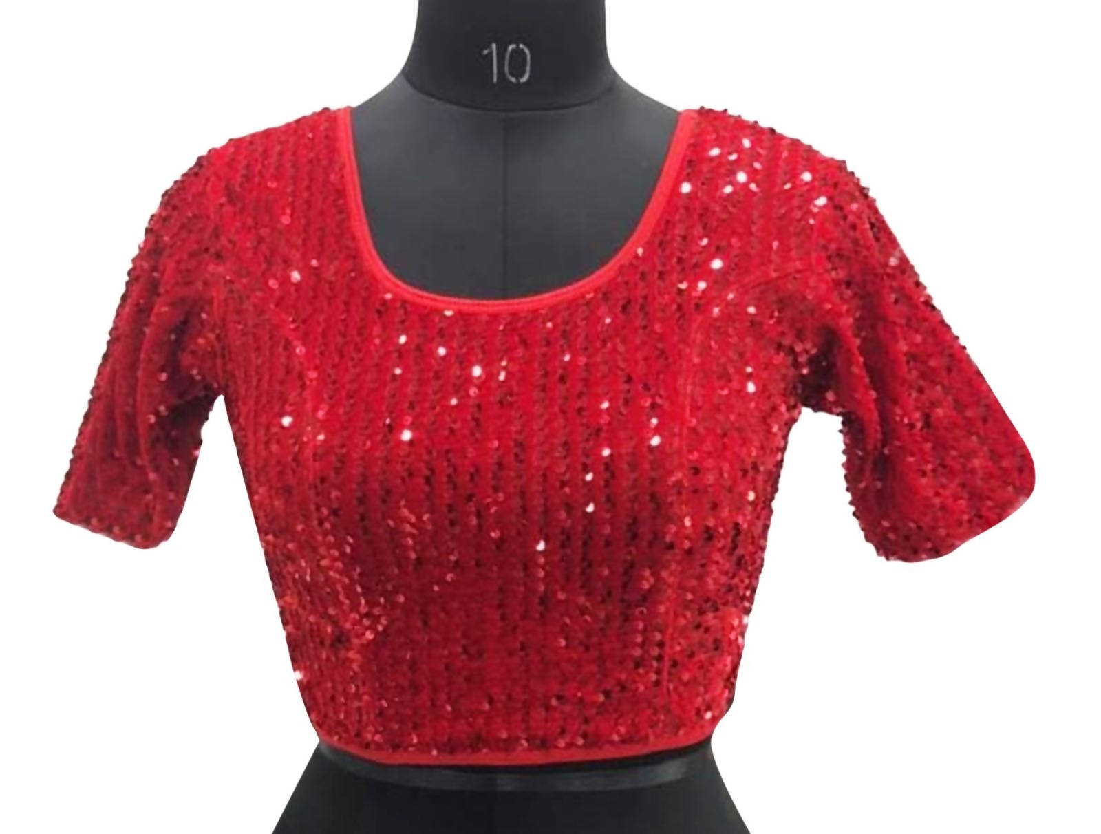 Vamika Red Velvet Sequence Blouse | Grocsy