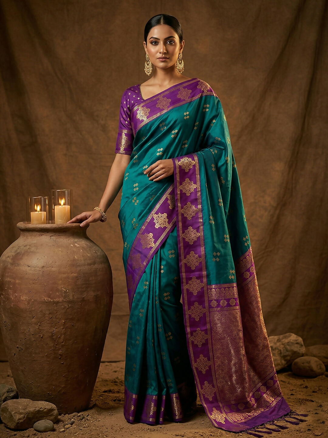 Shree Shyam Fashion Teal Green Soft Silk Saree | Grocsy