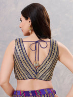 Joban Fashion Women Sequin Navy-Blue Stitched Blouse | Grocsy