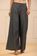Juniper Women's Grey Denim Solid Flared Pant/Slim Pant | Grocsy