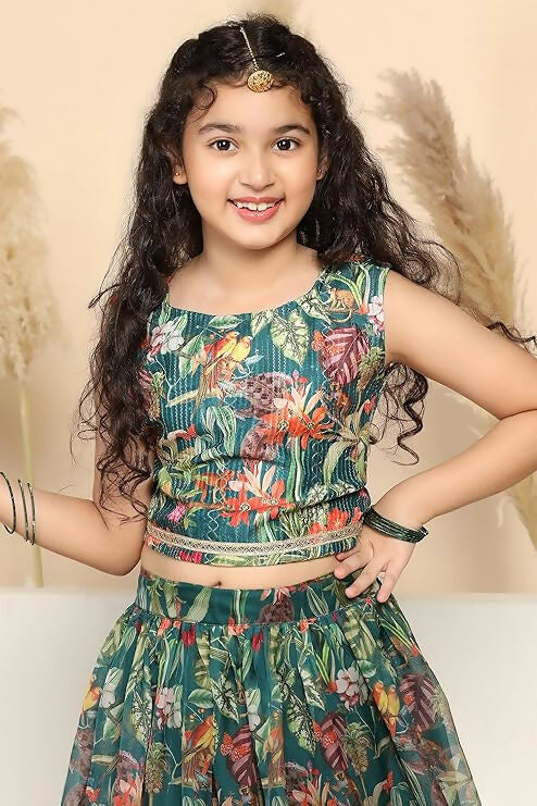 Joban Fashion Girl's Green Color Lehenga Choli | Grocsy