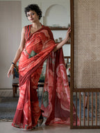 Suta Maroon Floral Pure Cotton Saree | Grocsy