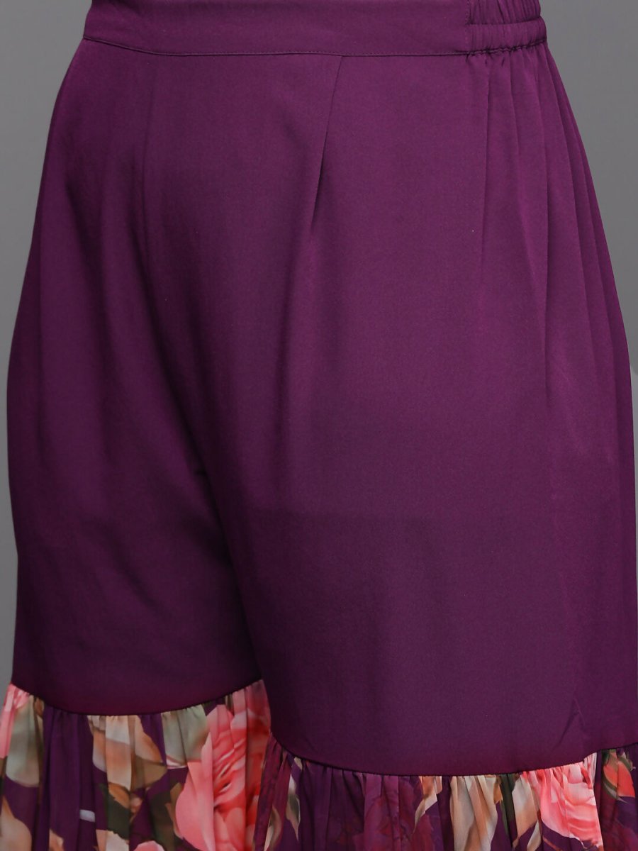 Ahalyaa Women's Traditional Wear Co-ords - Purple | Grocsy