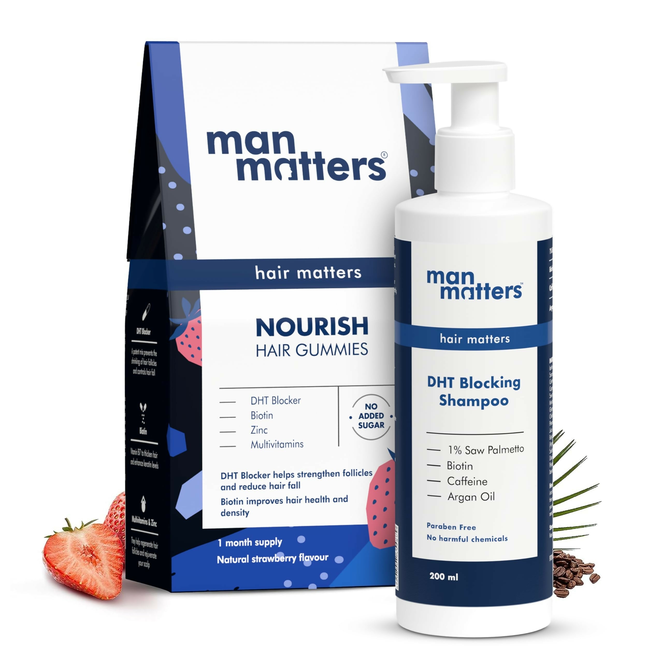 Man Matters Biotin Hair Gummies & Anti Hair Fall Shampoo Combo | Grocsy