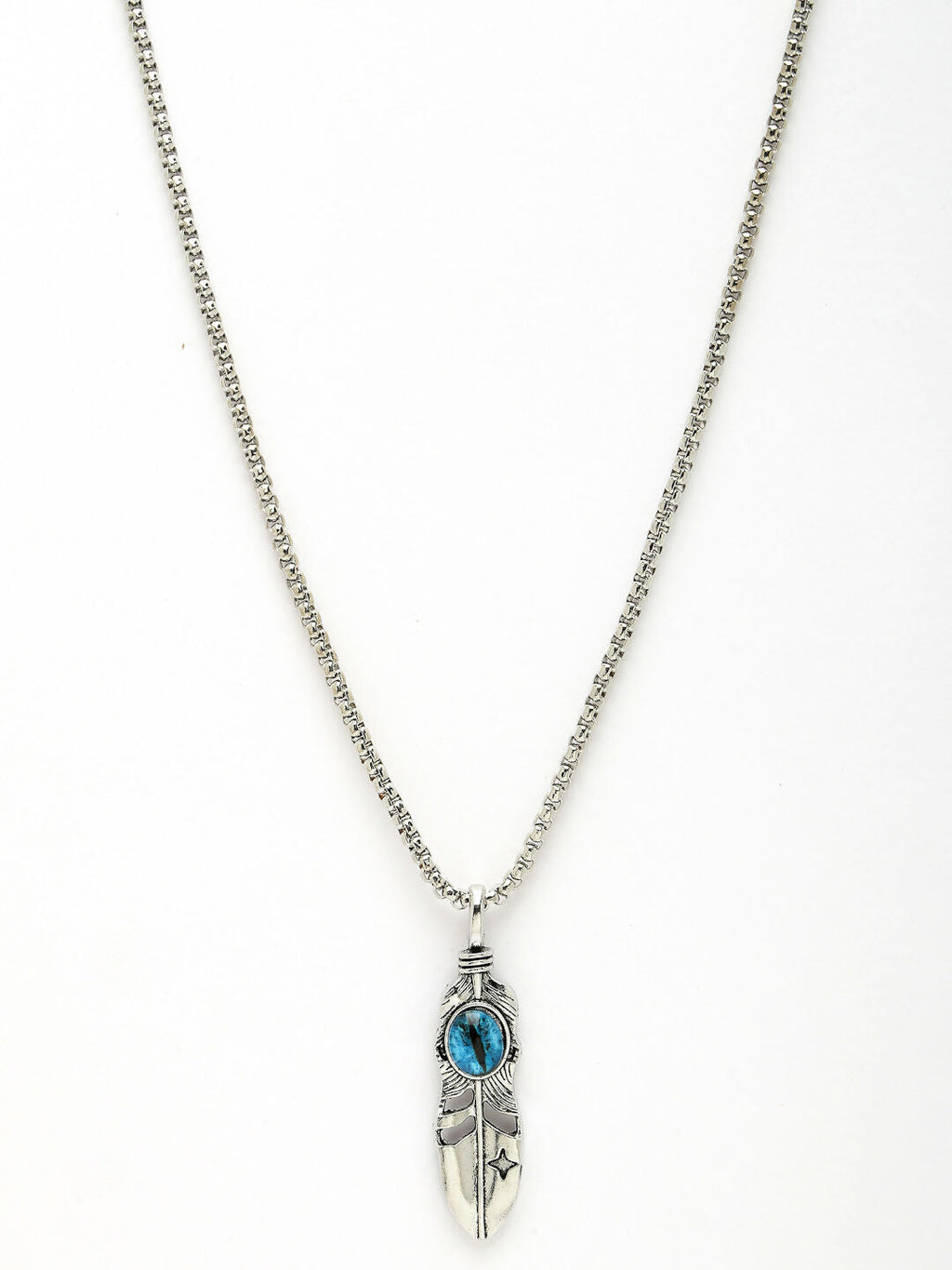 NVR Men's Silver-Plated Stainless Steel Pendant with Chain | Grocsy