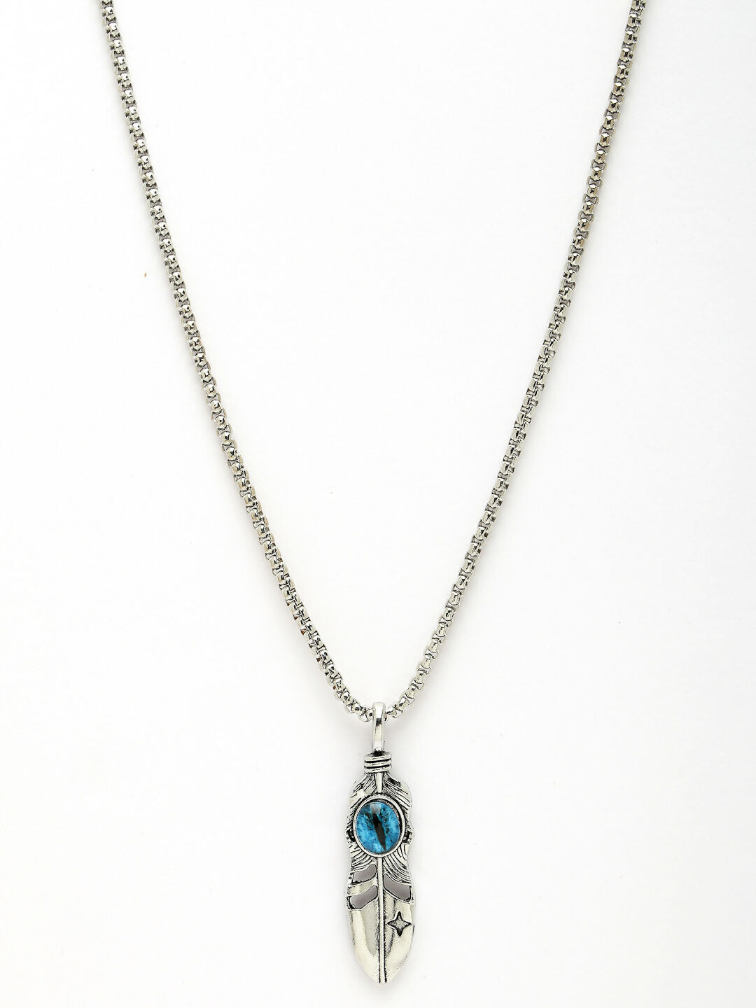 NVR Men's Silver-Plated Stainless Steel Pendant with Chain | Grocsy