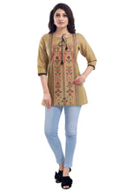 Snehal Creations Luxurious Fine Gold Cotton Silk Short Tunic Top | Grocsy