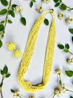 Inhanns Rangsaaz 20-Layer Luxe Long Beaded Necklace (With Optional Statement Earrings) - Lemon Yellow With Earring | Grocsy