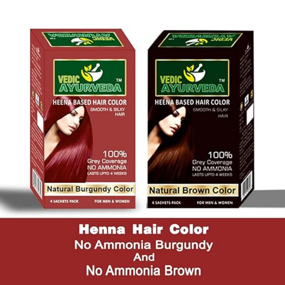 VedicAyurveda No Ammonia Burgundy & No Ammonia Dark Brown Hair Color | Grocsy