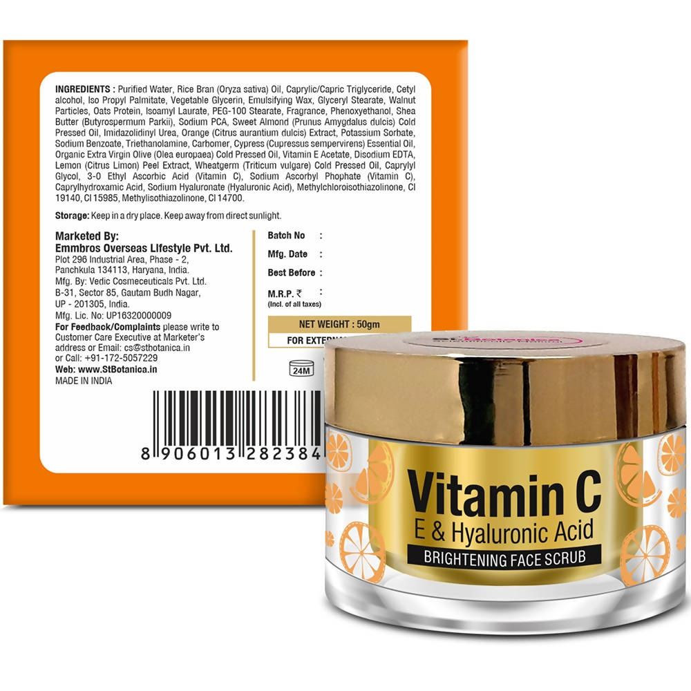 St.Botanica Vitamin C, E & Hyaluronic Acid Brightening Face Scrub | Grocsy