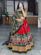 Yash Enterprise Red Dhola Silk Embroidery Semi Stitched Navratri Chaniya Choli | Grocsy