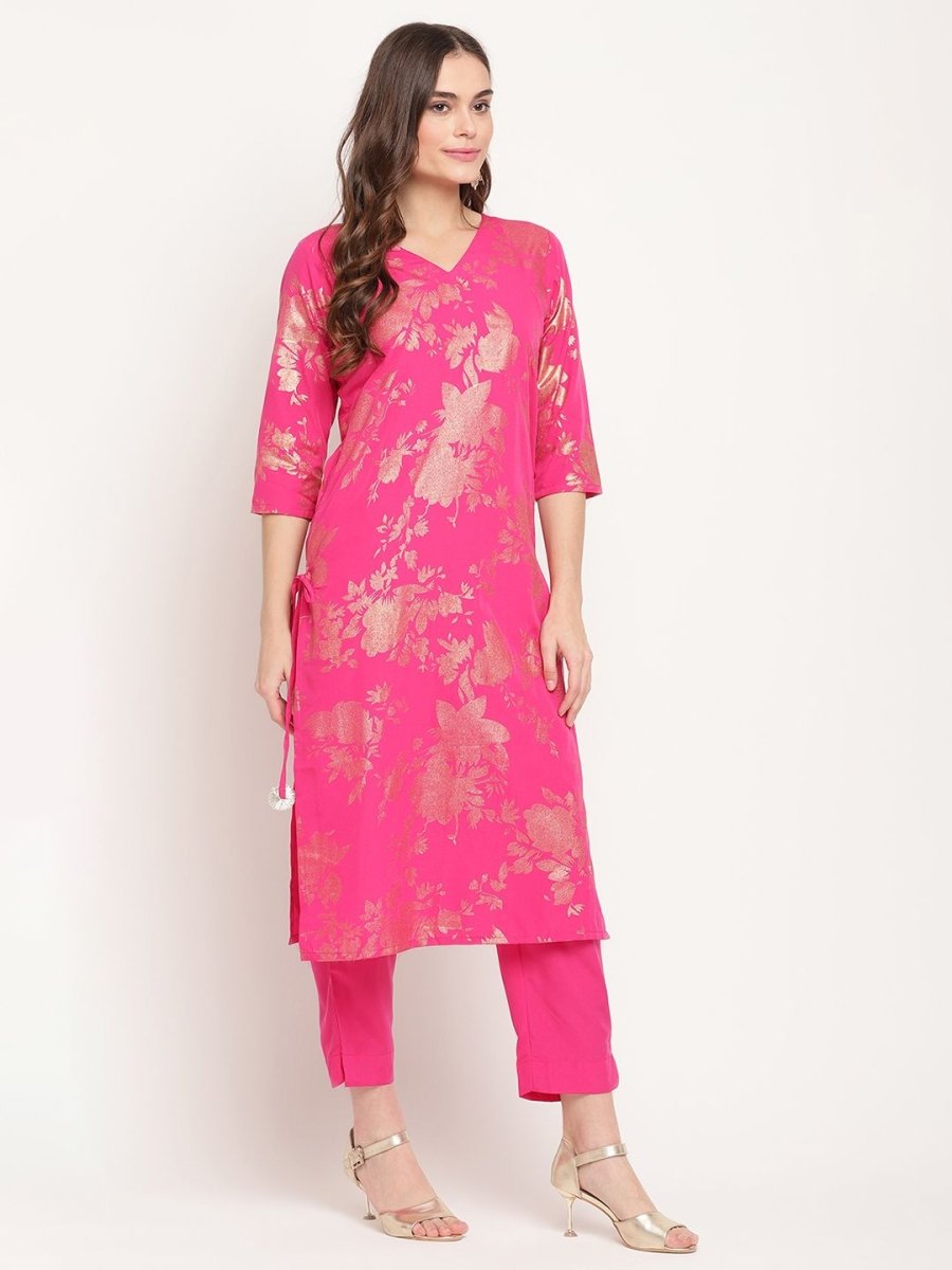 Ahalyaa Dark Pink Crepe Printed Salwar Suit Sets With Dupatta | Grocsy