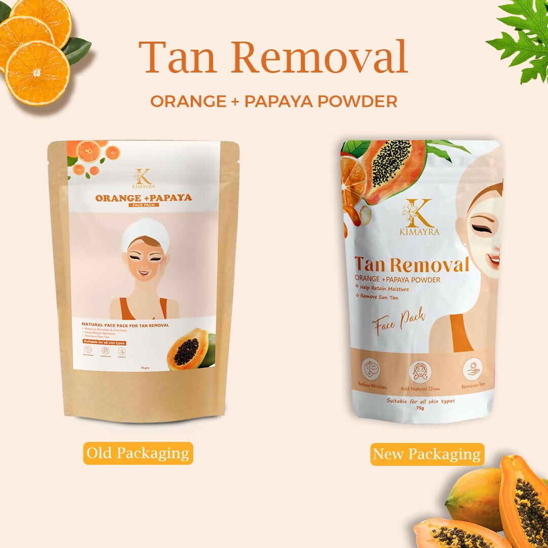 Kimayra Organic Orange + Papaya Face Pack Powder For Tan Removal, Helps In Retain Moisture & Reduce Wrinkles & Fine Lines | Grocsy