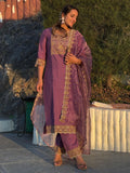 Vellora Dusty Mauve Silk Blend Stylish Embroidered Salwar Suit | Grocsy