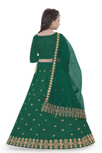 Dwiden Green Queen Tafetta Sattin Semi-Stitched Girl's Lehenga Choli | Grocsy