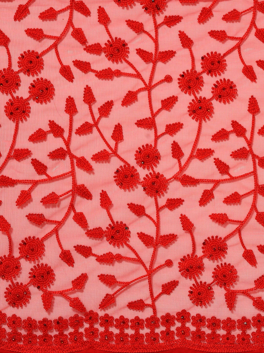 Red Woven Design Net Saree with Blouse Piece - Kalamkari | Grocsy