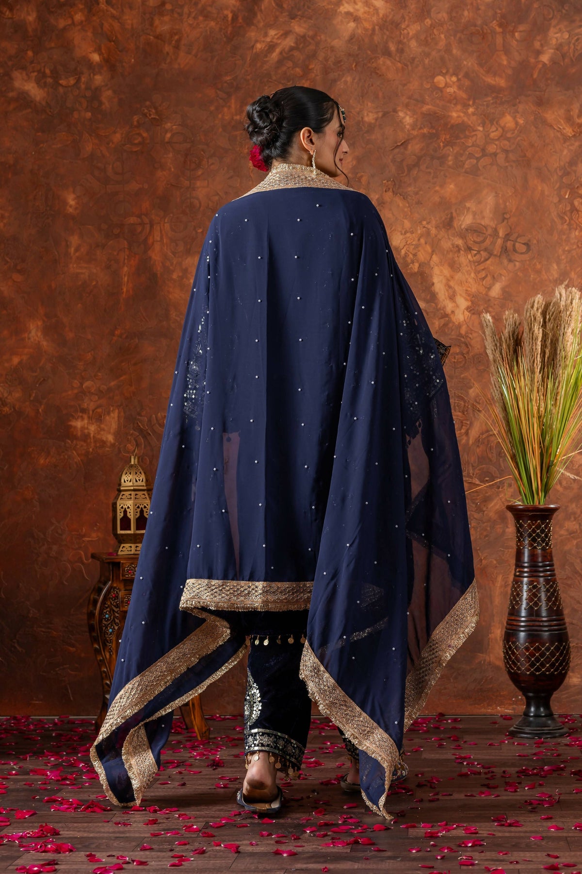 Teeya Creation Blue Color Velvet Silk Embroidery Work Party Wear Suit | Grocsy