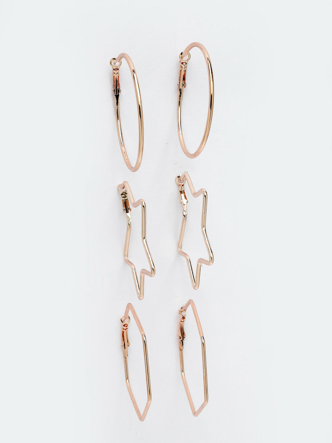 NVR Women Gold-Toned Geometric Hoop Earrings | Grocsy