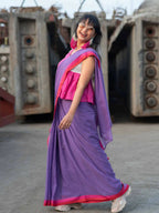Suta Lavender Solid Mul Cotton Saree | Grocsy