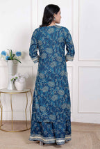 Miravan Women's Gota Patti Cotton Kurta Paired with Palazzo and Dupatta | Grocsy