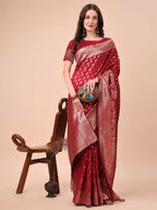 Shree Shyam Fashion Lichi Silk Red Saree | Grocsy