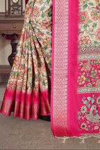 PR Fashion Multi Heavy Rich Cotton Silk Digital Print & Jacquard Saree | Grocsy