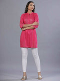 Juniper Women Fuchsia Chinon Silk Mukesh Work Straight Tunic | Grocsy