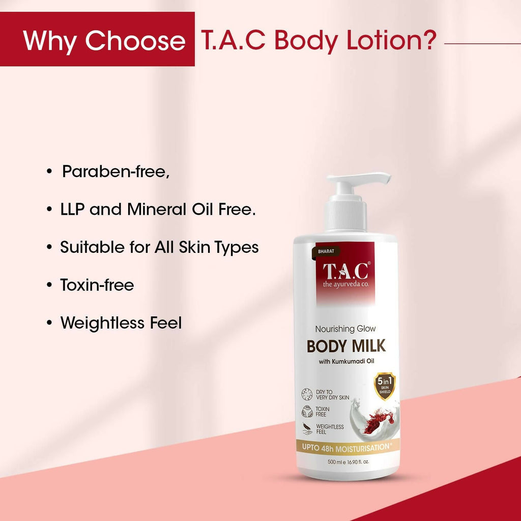 TAC - The Ayurveda Co. Nourishing Glow Body Milk with Kumkumadi Oil | Grocsy