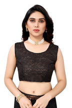 Vamika Ethnic Fire Black Pearls Net Saree | Grocsy